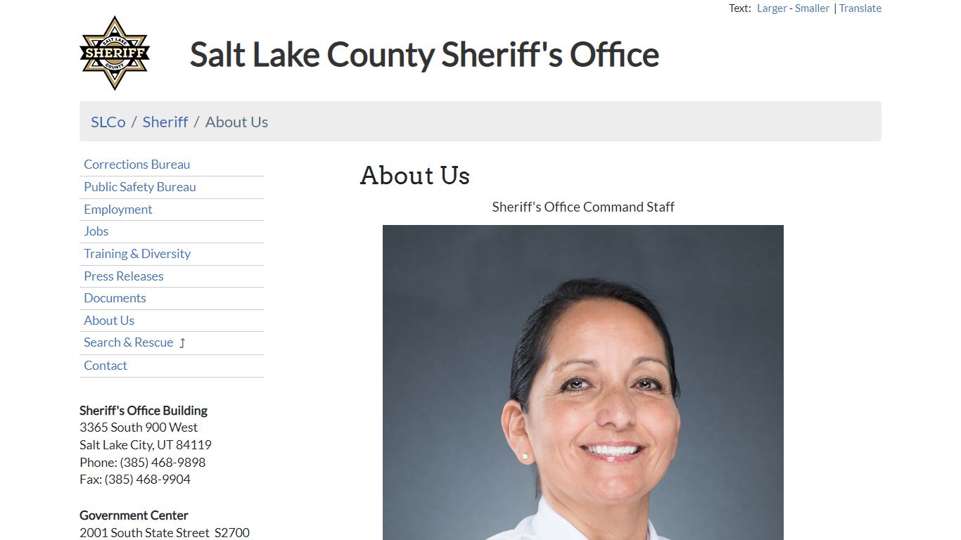 About Us - Sheriff | SLCo
